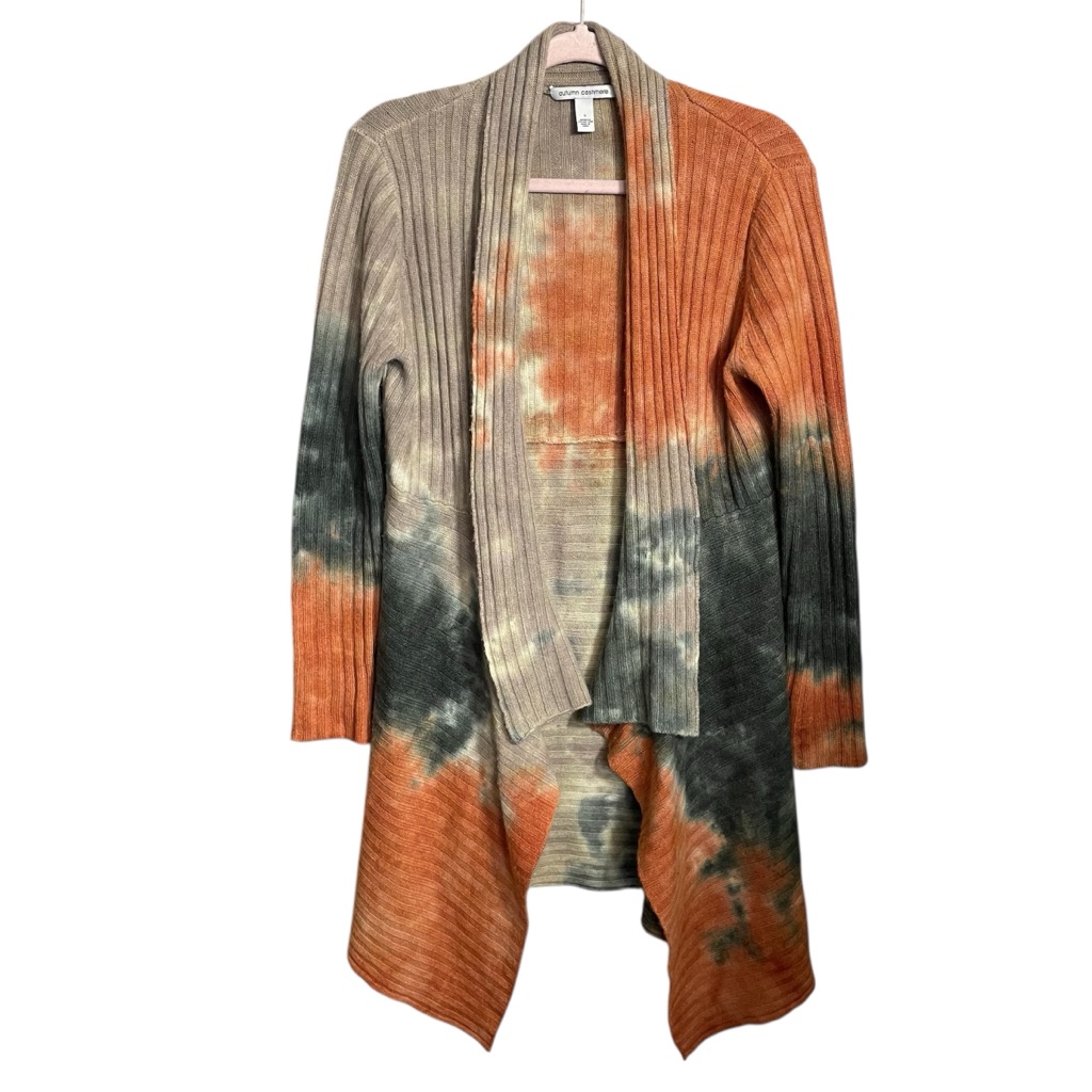 Autumn Cashmere Tie Dye Rib Drape Cashmere Blend Cardigan